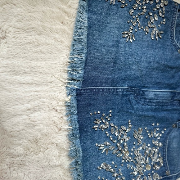 Free People Rhinestone Denim Mini Skirt - Picture 9 of 9